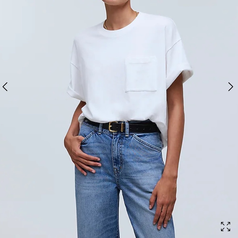 Madewell Garment-Dyed Oversized Pocket Tee, size XXS white